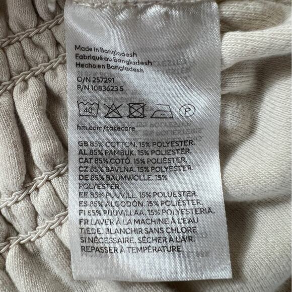 H&M Smocked Cream Terry Camisole Tube Cropped Top Size M - Picture 6 of 6